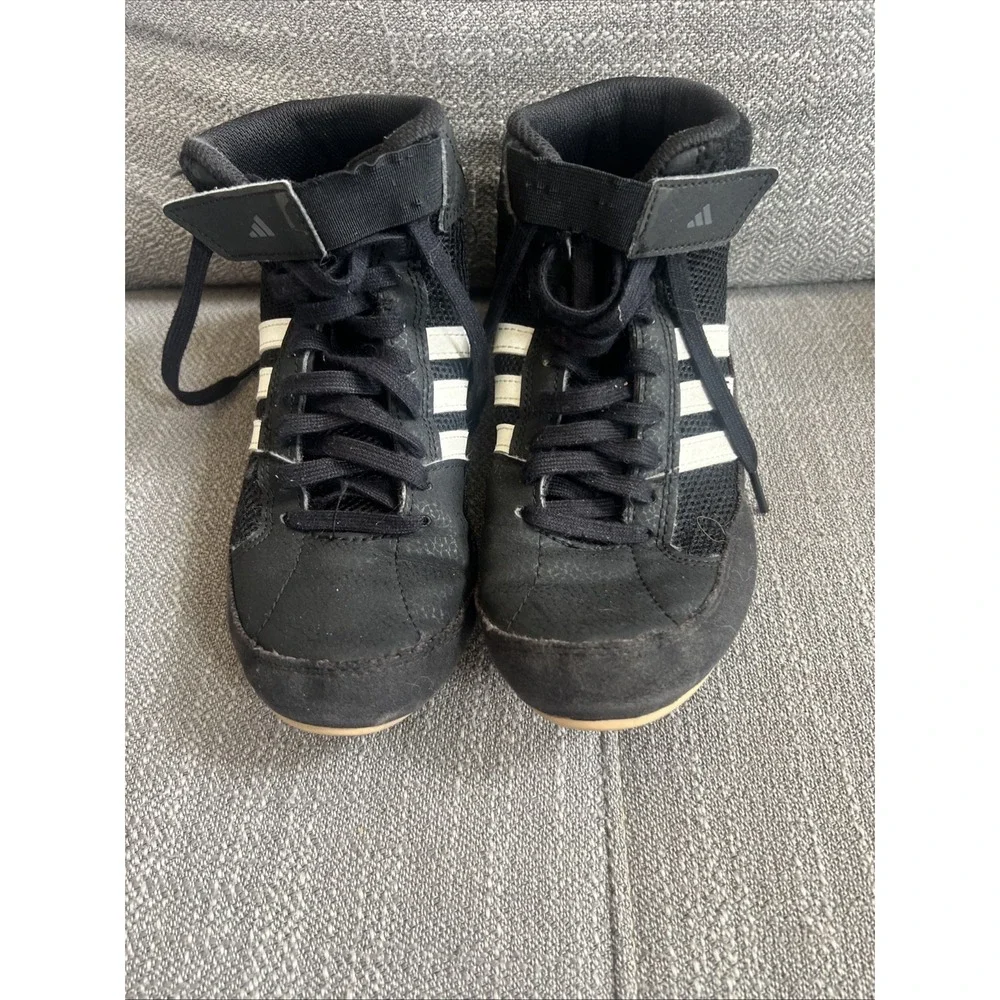 Adidas HVC 2 Youth Wrestling Shoes Size 3 AQ3325 Boxing MMA Hi Top Leather Mat